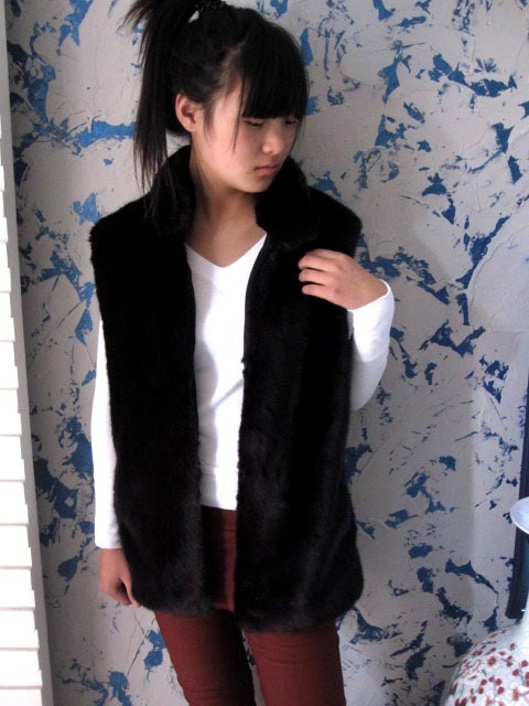 Free shipping 2012 long design faux stand collar vest wool vest fashion outerwear top