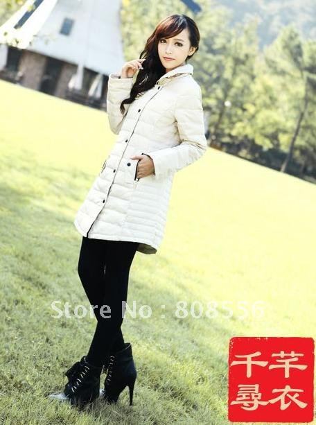 Free shipping 2012 long section of zipper decoration woman down jacket coat warm clothes