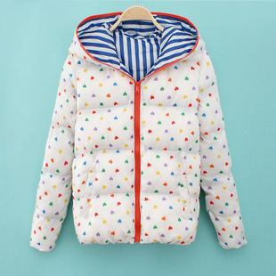 FREE SHIPPING! 2012 love print with a hood candy color cotton-padded jacket outerwear -hb