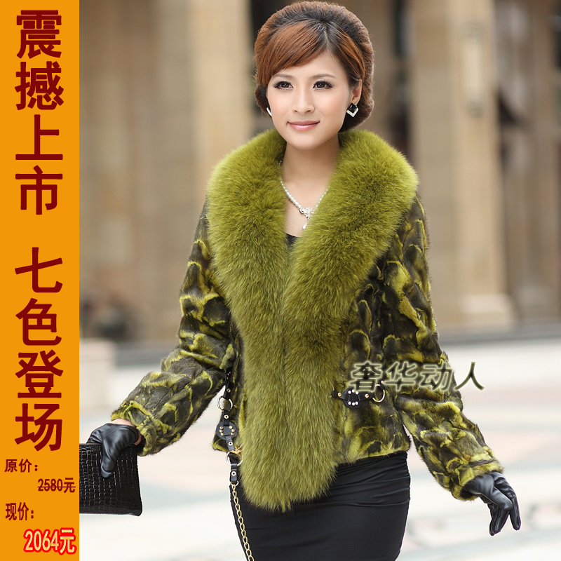 free shipping 2012 luxury mink belt large fox fur slim outerwear