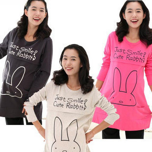 Free shipping 2012 maternity clothing autumn rabbit ears maternity nursing top maternity t-shirt maternity top