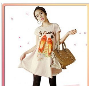 Free shipping! 2012 maternity clothing summer maternity new arrival female piscean shoes short-sleeve t-shirt medium-long