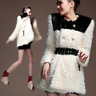 free shipping 2012 medium-long faux outerwear fashion fur coat