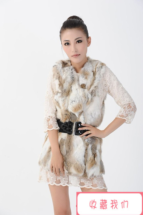 FREE SHIPPING! 2012 medium-long rabbit fur coat vest short design female fur coat fur overcoat-tr1113