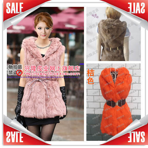 Free shipping 2012 medium-long rabbit fur vest short design vest female fur coat fur wholesale