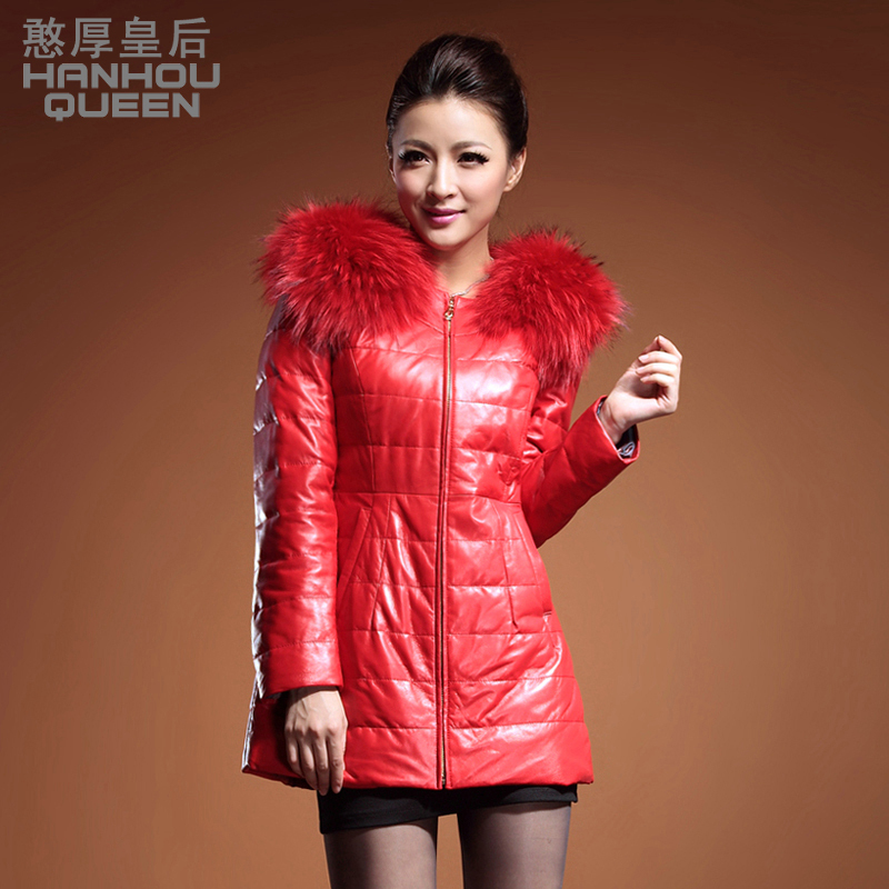 free shipping  2012 medium-long slim sheepskin down coat female genuine leather clothing outerwear