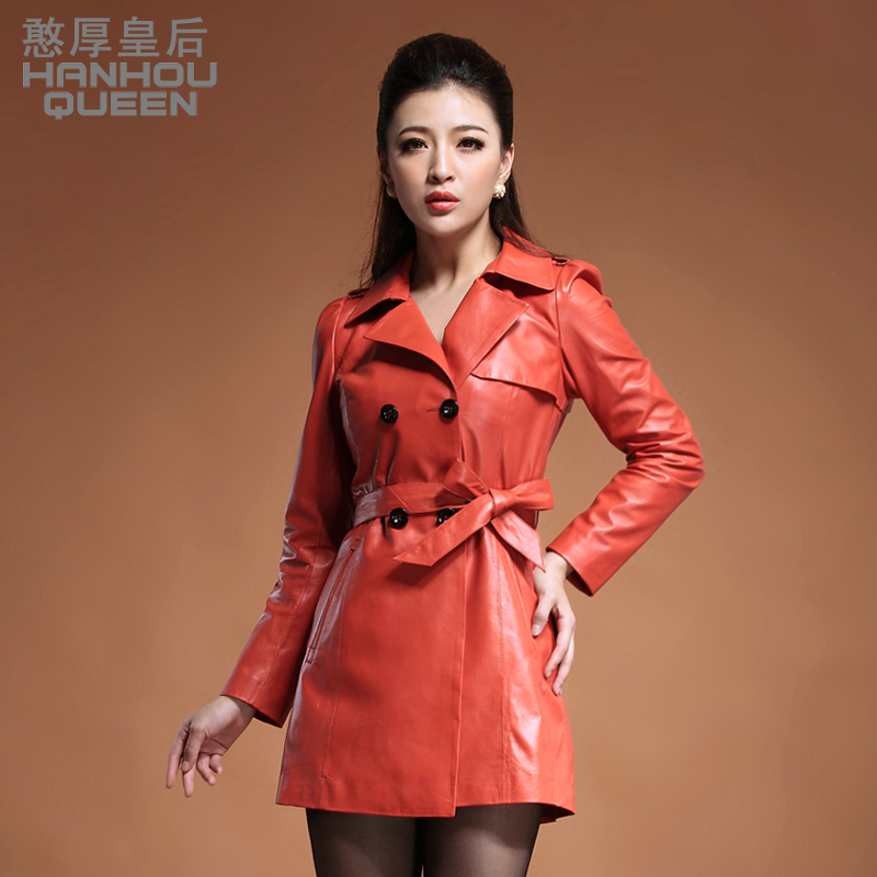 free shipping  2012 medium-long slim sheepskin women's genuine leather clothing