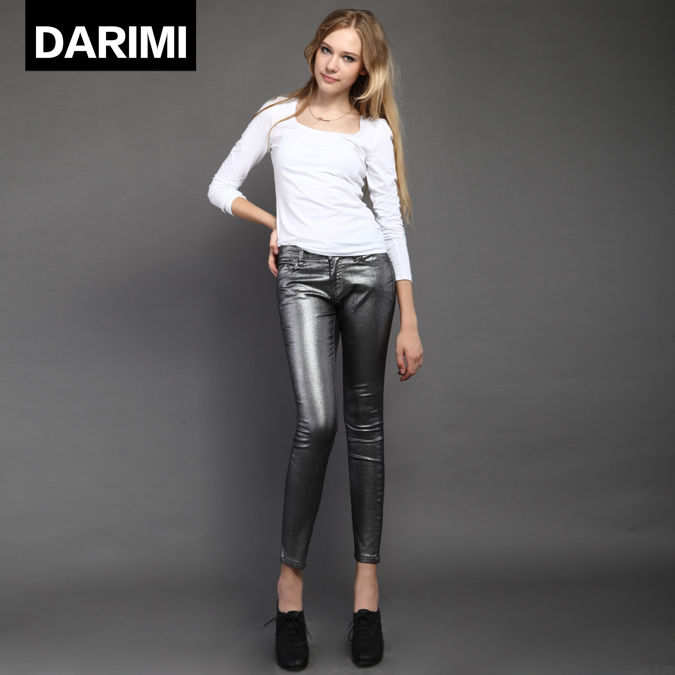 Free shipping/2012 metal silver coating denim tight trousers sexy repair skinny jeans female