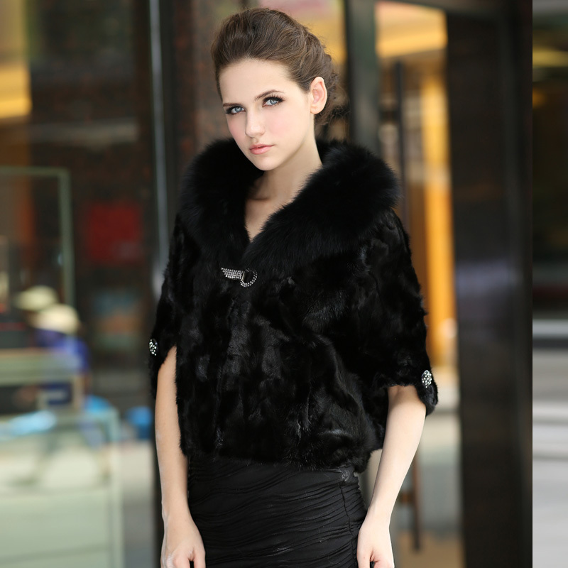 free shipping 2012 mink fight mink fox fur batwing sleeve outerwear sy8865 douhua