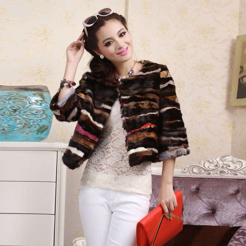 free shipping, 2012 mink fur coat fight mink overcoat o-neck short design