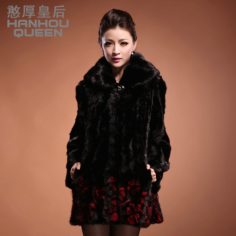 free shipping  2012 mink hair leather overcoat medium-long fur coat