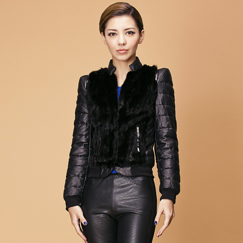 free shipping  2012 mink hair patchwork stand collar short design fur female outerwear qd-180