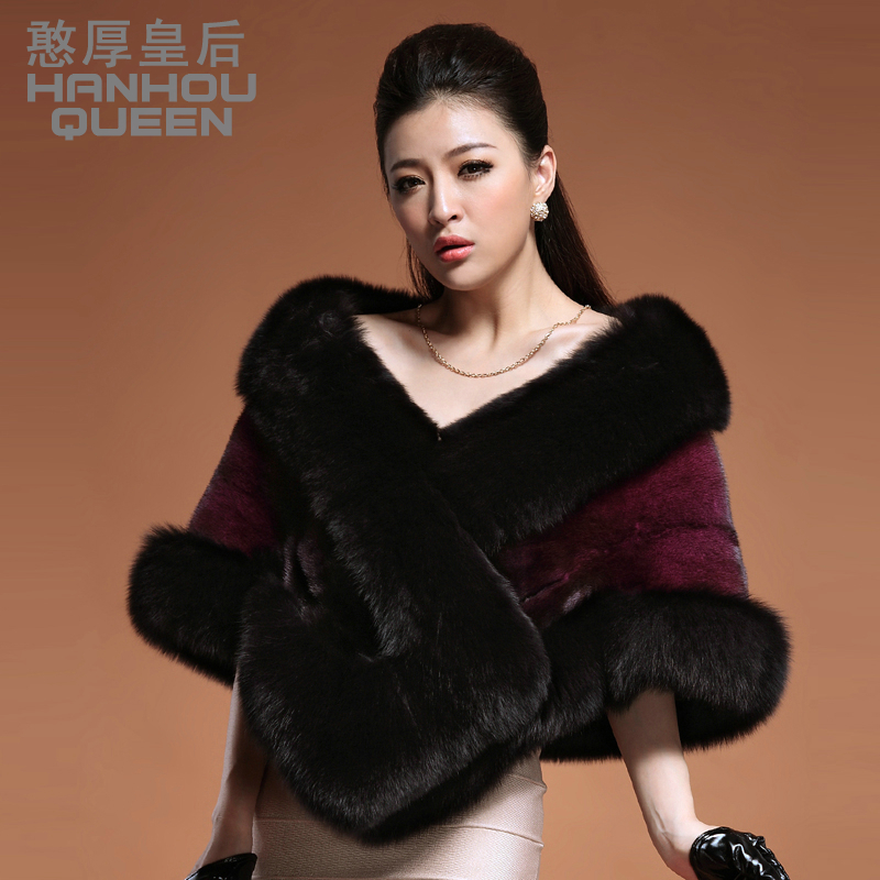 free shipping  2012 mink overcoat fox cape fur coat