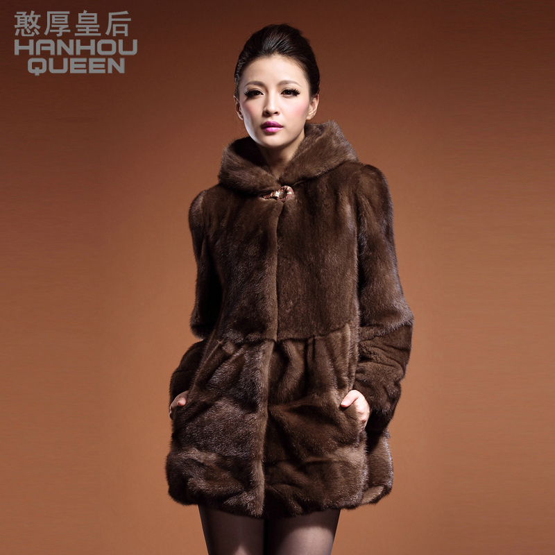 free shipping  2012 mink overcoat medium-long fur coat