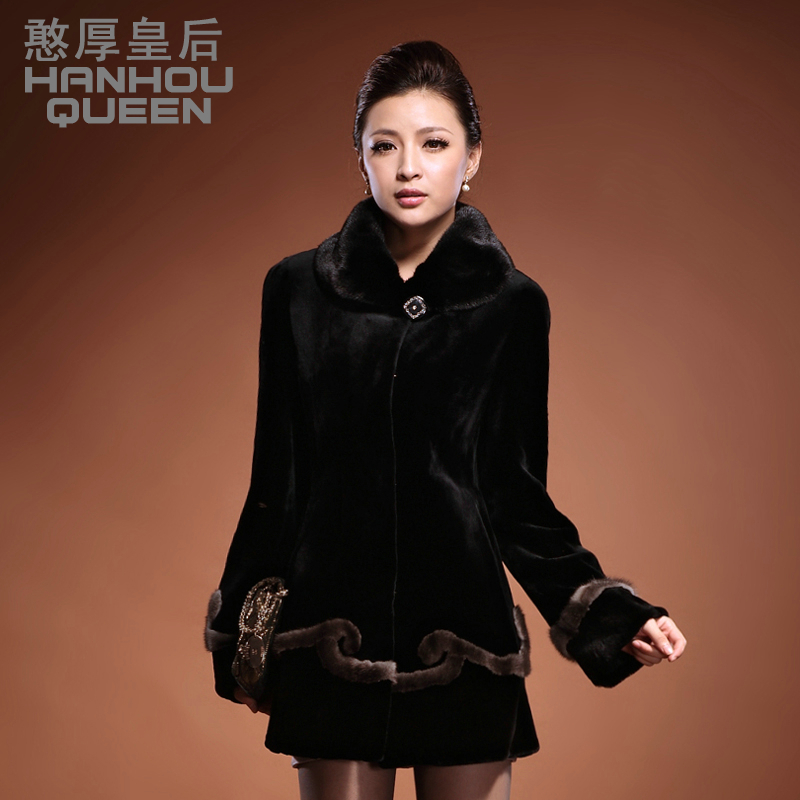 free shipping  2012 mink overcoat medium-long marten velvet fur coat