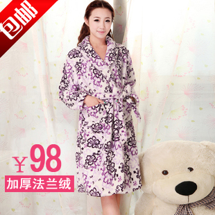 Free Shipping 2012 new arrival autumn and winter female thickening ultra soft flannel sleepwear lounge set