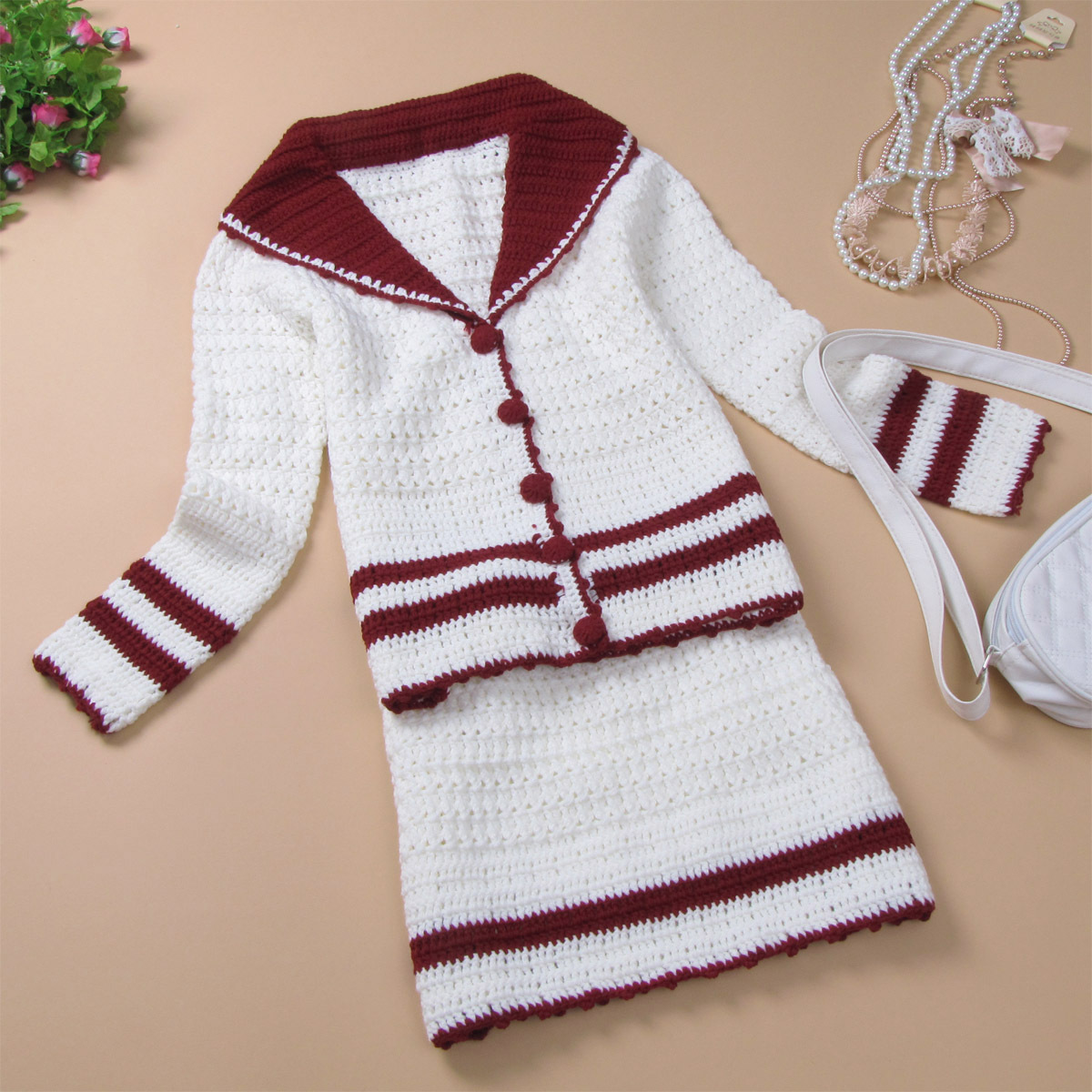 free shipping 2012 new arrival autumn ol sailor collar cardigan knitted twinset casual set z7652