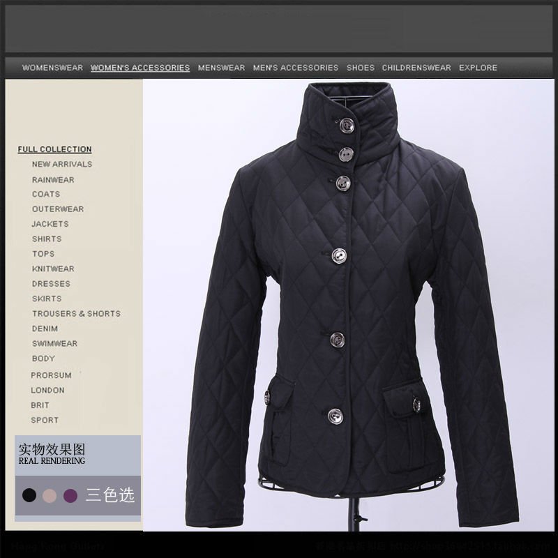 Free shipping 2012 New Arrival Classic Mandarin collar Brit Diamond Quilted Coat style parkas jackets woman  wholesales#83075