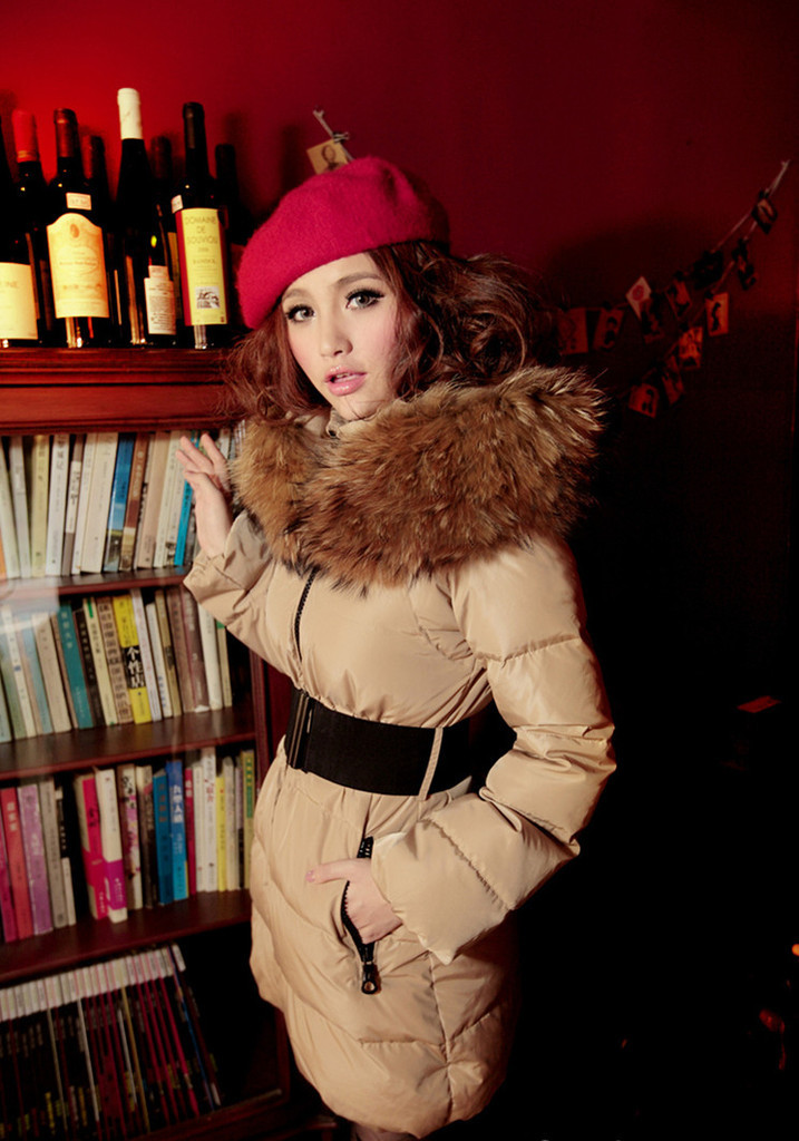 Free Shipping 2012 New Arrival Fashion Winter Ladies Down Parkas Fur Collar Outwear Coats Jackets For Women