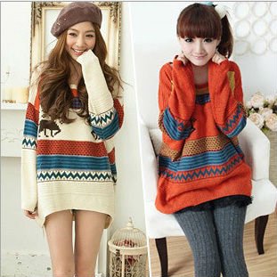 free shipping, 2012 New Arrival,Hot Sell women's loose style Striped pullover women sweater