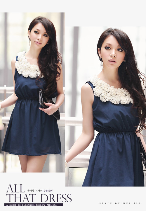 Free Shipping 2012 New Arrival Ladies' Lace Dress Flower Collar Chiffon Patchwork Slim Skirts (Blue+Coffee+Average)121121#3