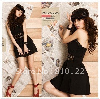 Free shipping 2012 New arrival ladies sexy rivet tube dress ladies fashion dress