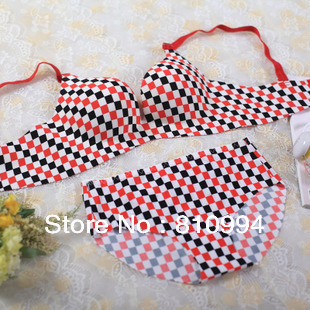 Free shipping 2012 new arrival plaid underwear set one piece seamless bra set three colors TZ247 wholesale/retail