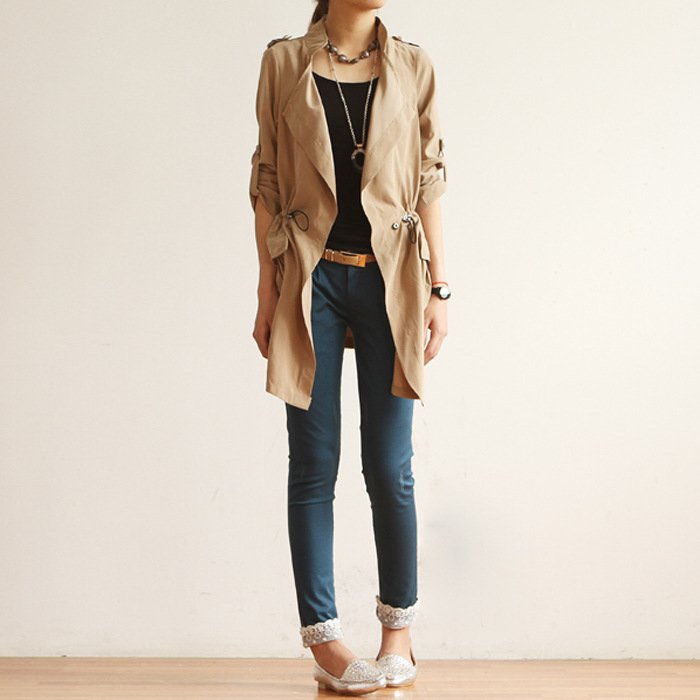 Free Shipping 2012 new arrival relaxation style Three Quarter Shoulder Women' Coat Trench Windbreak SX8710