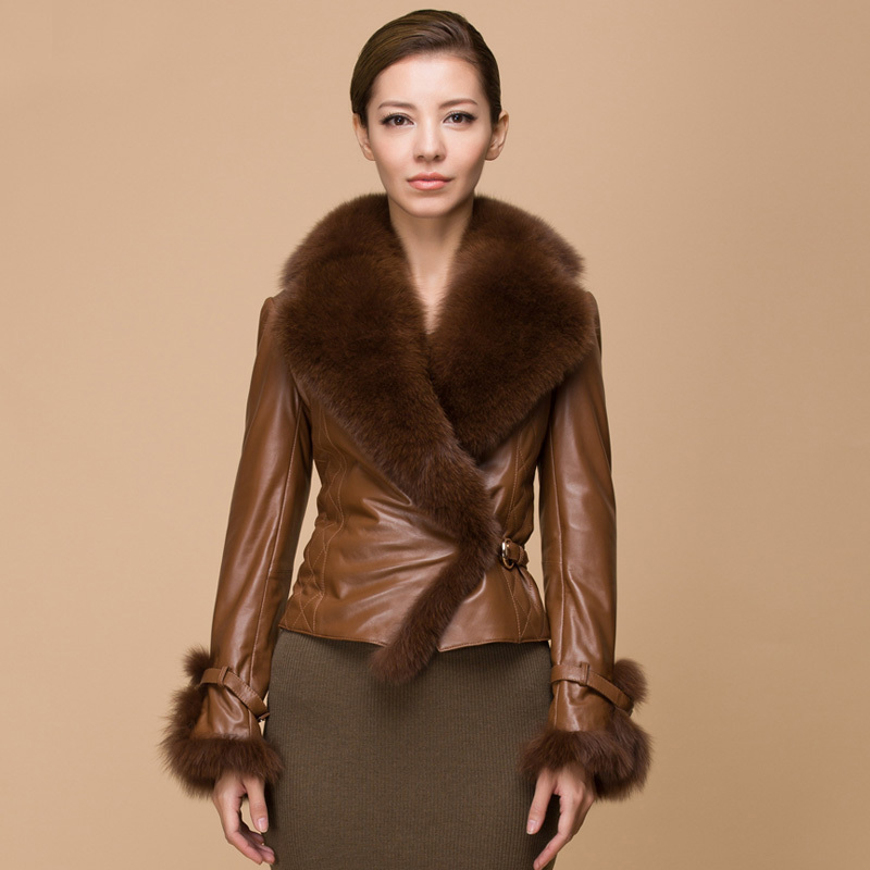 free shipping  2012 new arrival sheepskin fox fur short design genuine leather clothing female outerwear q2019