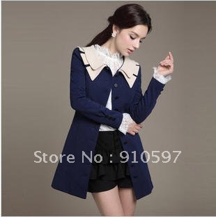 Free Shipping,2012 New arrival,Slim Fit,Double-breasted,Women's medium style Trench Coat /Outerwear coat