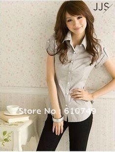 Free shipping 2012 New arrival summer women's shirts women short sleeve Korean Slim waist shirt shirt women short sleeve OL