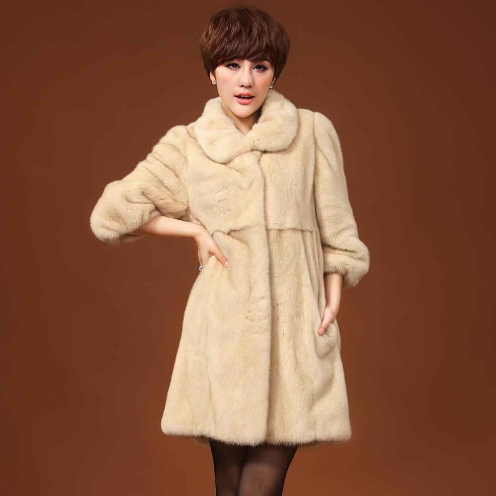 free shipping 2012 new arrival winter mink overcoat medium-long