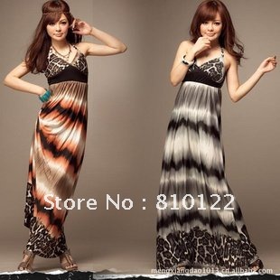 Free shipping 2012 New arrival women's V collar long dress beach dress women's Bohemian style dress 2 color