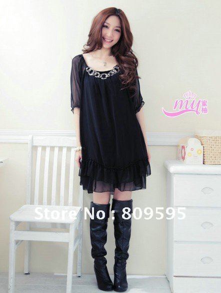 Free shipping , 2012 new arrival , Womens Fashion NEW Plus Size Brief Chiffon Dress