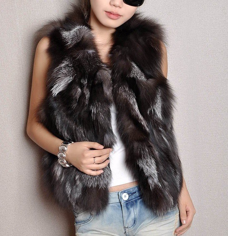 Free shipping 2012 new arrived pure silver fox fur coat Silver fox fur vest ladies vest wholesale price