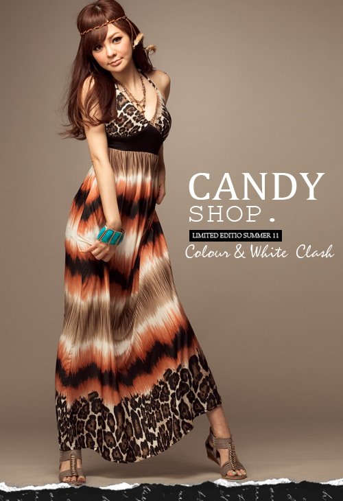 Free shipping 2012 new Bohemia halter dress skirt leopard positioning beach dress women high quality 6822#