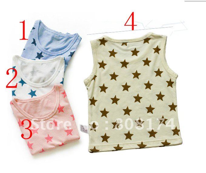 FREE SHIPPING 2012 New Casual T-Shirt Children's Round Neck Vest Baby Sleeveless T-Shirt dot vest Summer boy polo girls shirt