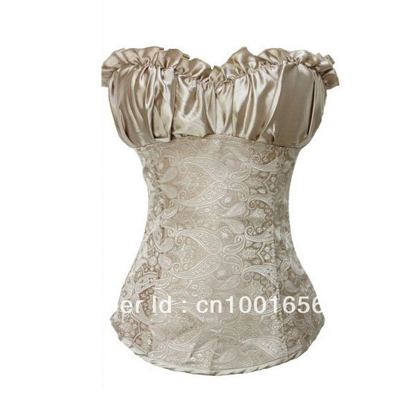 Free shipping 2012 New Corset lingerie Creamy Lvory Renaissance Corset Top Wholesale Overbust Steel bone corset