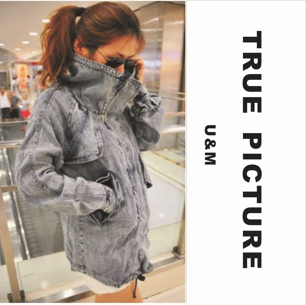 free shipping,2012 new denim hooded retro Do the old tie-dyed denim jacket jeans-5W003