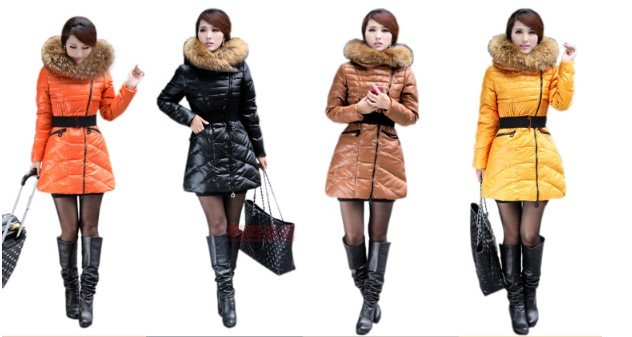 free shipping 2012 new down jacket female long season special luxury big hair thicker winter explosion wave ow343