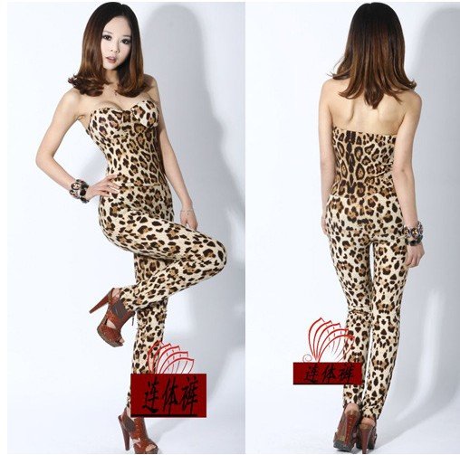 Free shipping/2012 new/Europe/sexy/night club/spice/low back/yellow leopard grain/wrapped chest/dress/Jumpsuits/RG1205003