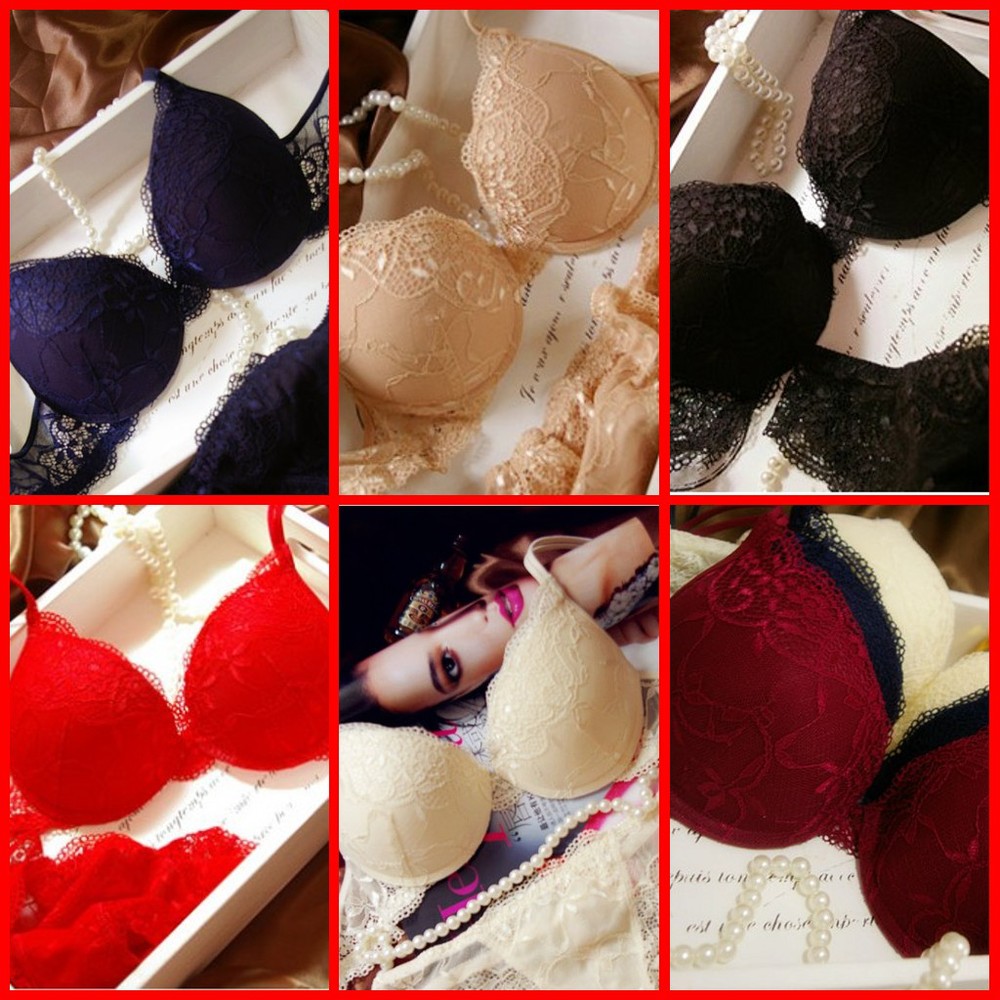 Free Shipping 2012 New Fashion Sexy Lace Bras Women Push Up Lingerie Set Adjustment Gather Bra