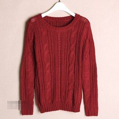 Free Shipping 2012 New fashion winter elbow patch o-neck casual pullovers Women warm cannabis retro sweater