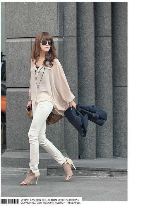 Free shipping 2012 new fashion women Bat sleeve shirts ladies Chiffon shirt blouse Batwing tops plus size summer casual T shirt