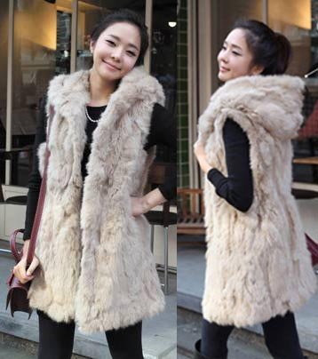 Free Shipping_2012 New Fashion Women/Lady's Sexy Sleeveless Imitation rabbit hair fur coat Long Fur Vest