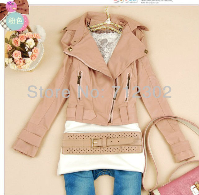 Free shipping 2012 New Fashion Women's Zipper PU Leather Jacket Lady Coat Outerwear,Hot sales!