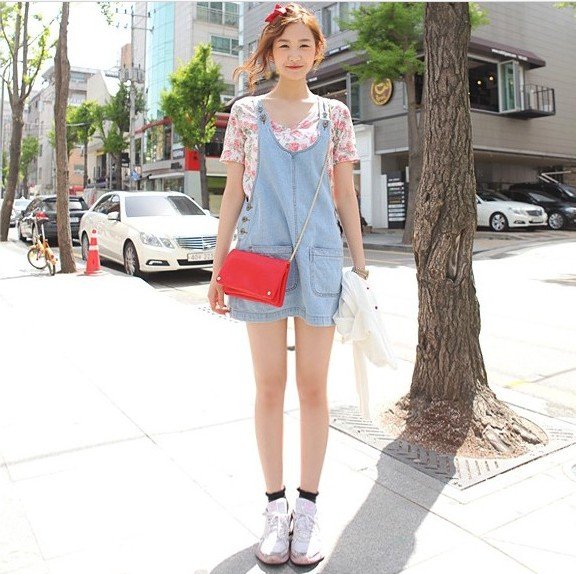 Free Shipping 2012 New Fashion Womens Light Blue Jumpsuit Denim Jean Vest Overalls