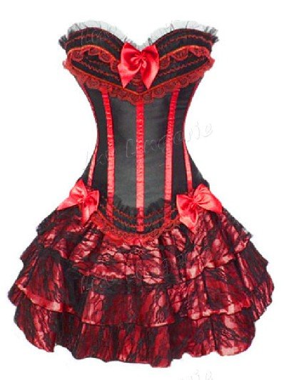 Free shipping 2012 New high quality gorgeous red bow black corset