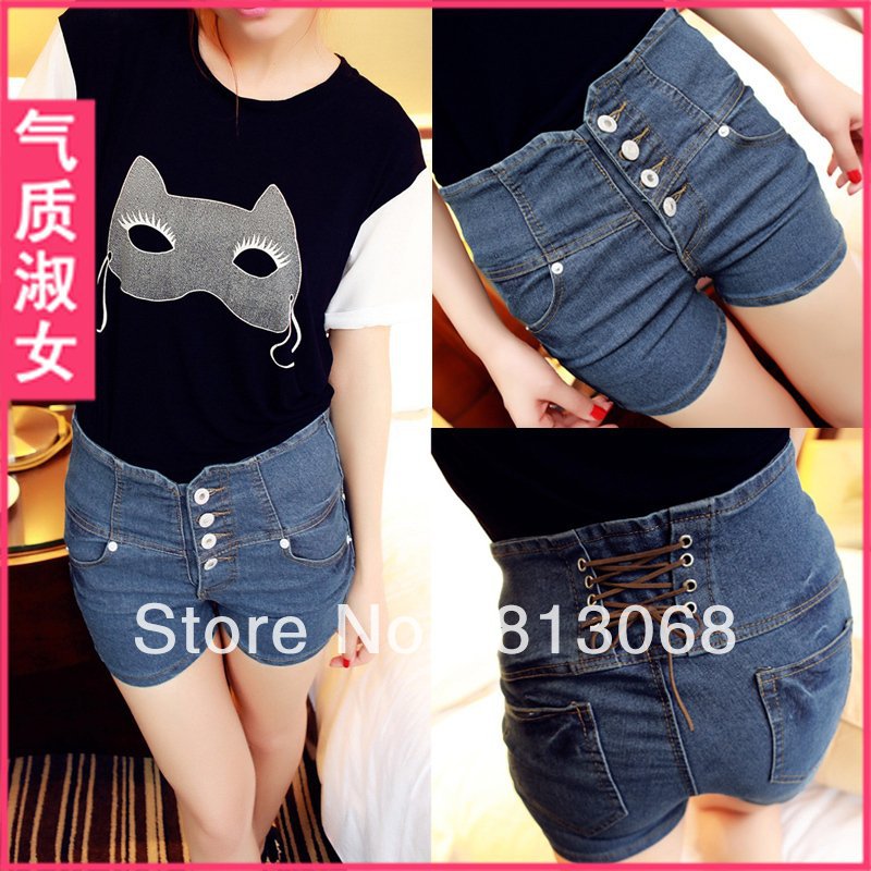 Free Shipping 2012 new jeans,  C13161JU  Women Curling hole Casual loose short Denim Pants