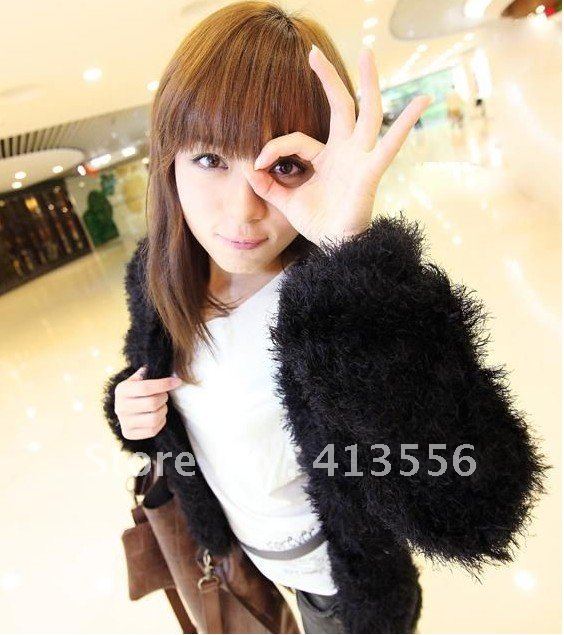 free shipping 2012 new little bride recommend the new noble ladies black fluff lantern sleeve coat ow042